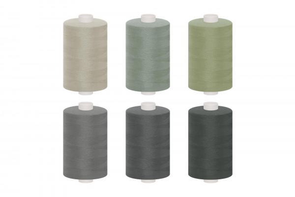 dalipo, Polyester-Nähgarn, 1000m, Farbgruppe grau & schwarz