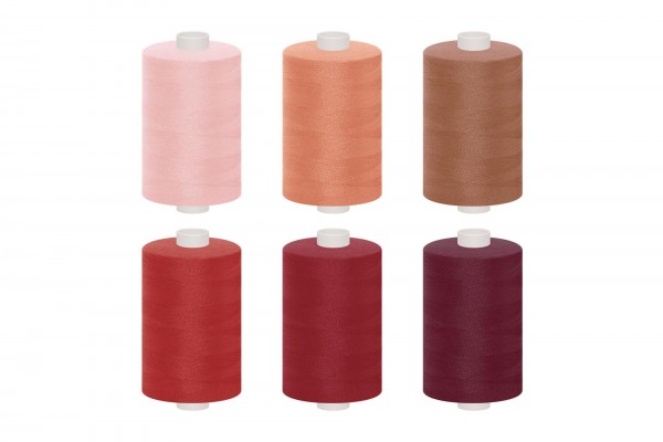 dalipo, Polyester-Nähgarn, 1000m, Farbgruppe rosa, rot & pink